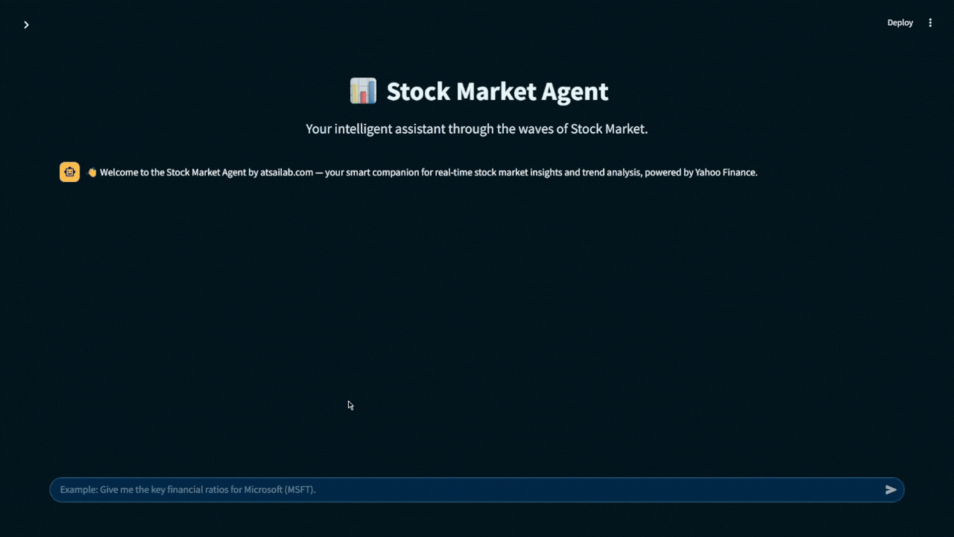 Stock Market Agent interface